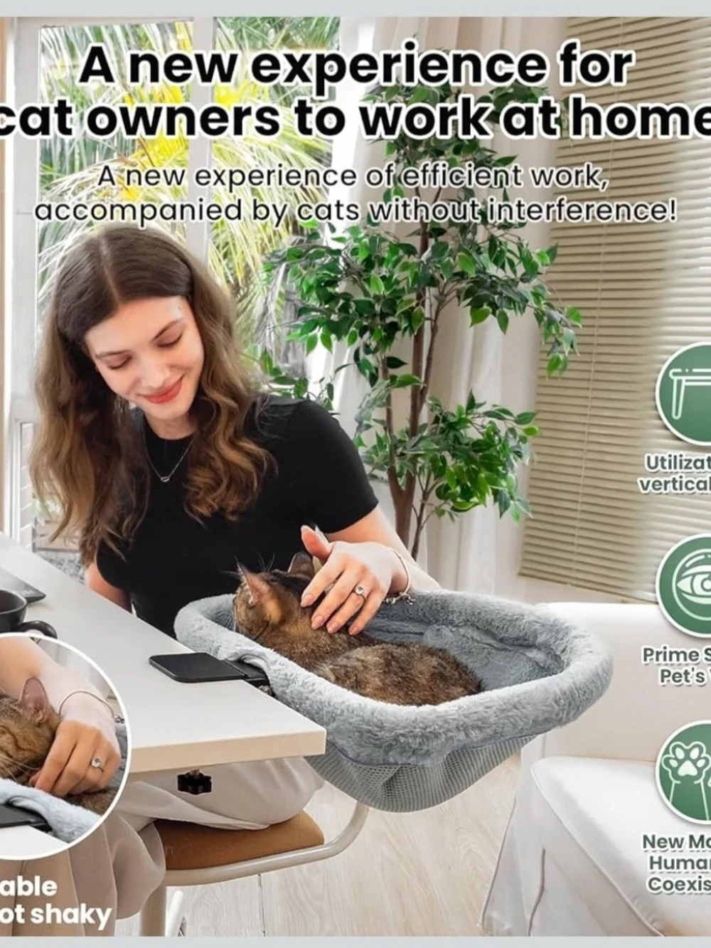 Cat Desk Bed - One-Click Folding,Sunken Design & Space-Saving Semi-Circular Cat